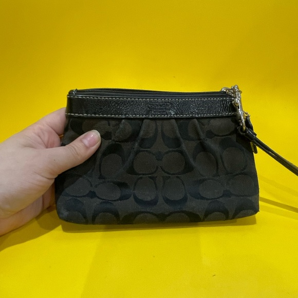 Coach Handbags - Coach Vintage Canvas Monogram Black Wristlet (GUC)